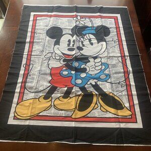 Disney Mickey & Minnie Mouse Fabric Panel - Soulmates Newspaper Print - 35”x42”